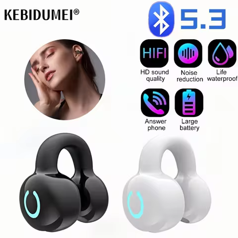 Wireless Ear Clip On Earphone Bluetooth 5.3 Single Earbud Waterproof Sports Earphone Clip On Headpho