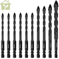 10Pcs Concrete Drill Bit Set Carbide Masonry Drill Bit Set with 1/4inch Hex Shank Tile Drill Bit SHO