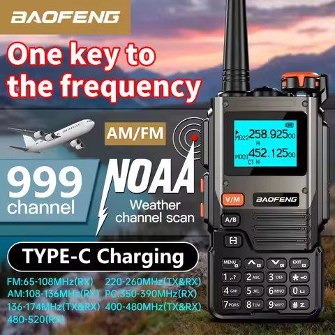 Baofeng UV-K61 VHF UHF Walkie Talkie 999 Channels Type-C AM Battery Operated Emergency DTMF NOAA Wea