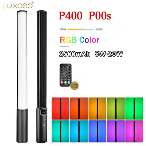 LUXCEO P400 LED Photography Light Handheld RGB Light Tube Stick P400S Video Soft Light 5W-20W APP Re
