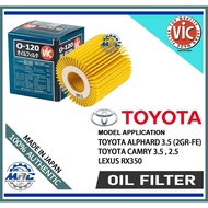 VIC O-120 OIL FILTER for toyota alphard 3.5 (2gr-fe) toyota camry 3.5 , 2.5 lexus rx350 VIC O120
