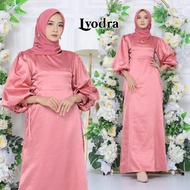 MAXI LYODRA/GAMIS WANITA SATIN VELVET SELETING BELAKANG TANGAN BALON