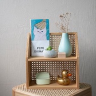 Tomood/ 土與木之間 雙層實木籐編置物架、收納架_杉木