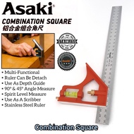 Asaki 12Inch Multipurpose Combination Square L- Ruler For Interior Exterior Level Angle ,Marking Gau