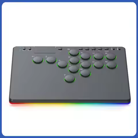 14 Keys Leverless Controller Arcade Stick with RGB Arcade Fighting Stick Supports Hot Swap for Switc