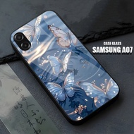 GUMIHO - Glossy Glass Glitter Case for Type Latest SAMSUNG A07hp - Fashion Aesthetic Butterfly Case 