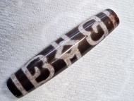 象雄天珠  蓮師法帽二眼圖騰 滿硃砂