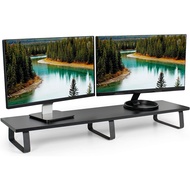 VIVO 39 inch Extra Long Monitor Stand, Wood & Steel Desktop Riser, Dual Screen, TV, Keyboard, Laptop