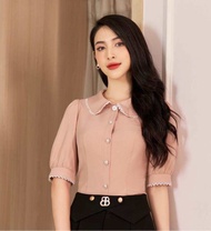 ÁO SƠ MI CÔNG SỞ SANG TRỌNG TAY NGẮN CHẤT VẢI PHO MỀM P0014