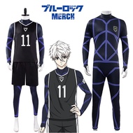 Anime Blue Lock Seishiro Nagi Cosplay Costume Wig #11 Team Football Club Sportswear Jersey Jumpsuit