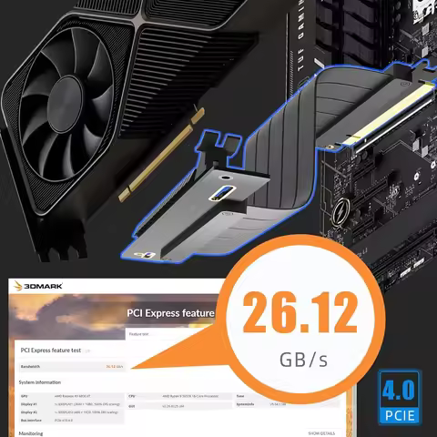 PCI-E 4.0 3.0 X16 Riser Cable 90° Mount Video Graphics Card Extension Shielded Flexible GPU Cord ITX