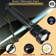 Senter JUMBO XLAMP Senter LED USB Recharge XHP70.2 Zoom Senter Swat Police 200000w Senter Super Terang Jarak Jauh 2km Senter Super Terang 100000 Lumens