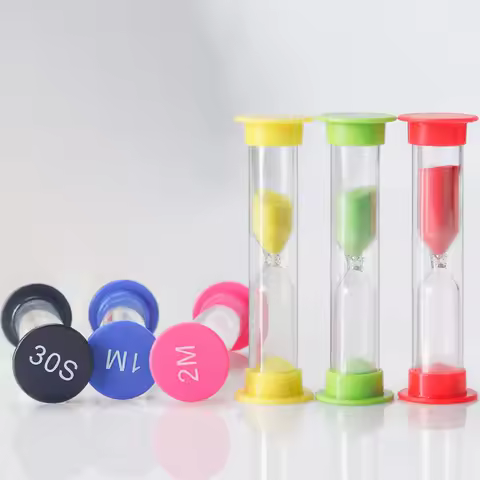 1/6PCS Sand Timer Hourglass Clock Colorful Shatterproof Plastic Mini Hourglass Student Gift Desk Orn