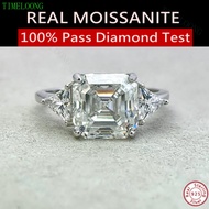 Real Moissanite Ring 5 Carat Asscher Cut Can Pass Diamond Test GRA Certificate Diamonds Ring S925 St