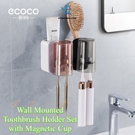 SR99. ECOCO Wall Mounted Toothbrush Holder Set with Magnetic Cup, No Drill Bathroom Organizer Rack E