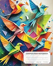 Composition Notebook with Colorful Origami Birds (DWNTB0009): 110 college ruled numbered pages, 7.5x