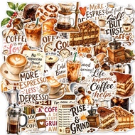 50Pcs Coffee Quote Vibe Sticker Pack, Baking Dessert Coffee Bean Pattern Decals for Gift Sealing & P