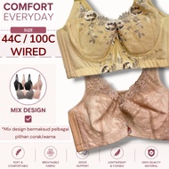 44C 44D Besi Bra Span Cotton Nipis Wired Lace Bra Lembut