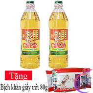 Combo 2 chai Dầu ăn Cái Lân chai 1L Tặng 1 bịch khăn giấy ướt Baby 80 tờ - Dầu ăn thực vật 1 lít