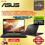 #AT136 USED ASUS TUF Gaming Laptop FX50DV AMD R7 RYZEN 7-3750H 16GB 512GB SSD NVIDIA GEFORCE RTX2060