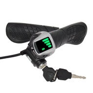 [the]-Twist Grip Throttle with LCD Display (Power Indicator) &amp Key Lock for E-Bikes/Scooters/Moto
