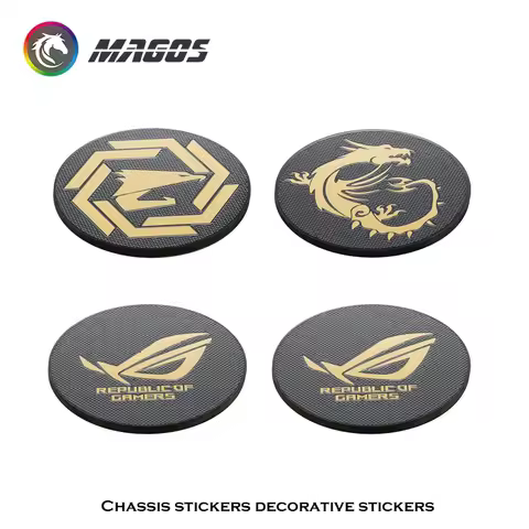 Computer Case Fan Metal Sticker ROG MSI AORUS Logos,Chassis Sticker Logo Paste PC Gamer Decorative, 