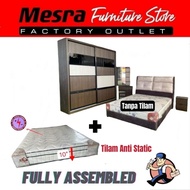 Bedroom Set 8x8feet wardrobe (Headframe+Wardrobe+Dressing Table+mattress)/ Set bilik tidur 8x8 kaki