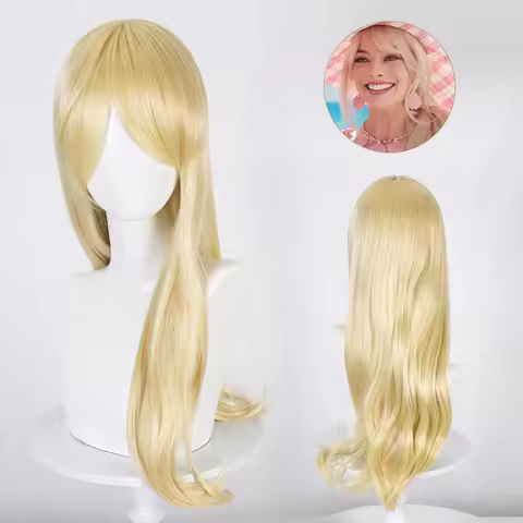 Barbie Live-Action Movie Barbie Princess Long Golden Wavy Wig For Women Cosplay Wig Universal