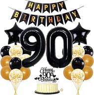 Jxuzh 90th Birthday Decorations Gold Black Decoration 90th Birthday Men 90 Years Children's Birthday