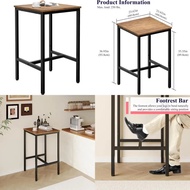 Industrial Style Metal Frame Square Bar Table For Compact Spaces, 23.6x23.6x36.9 Inches