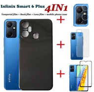 เคสแฟชั่น4in1สำหรับ Infinix Smart 6 Plus เคสโทรศัพท์แบบนิ่ม + ฟิล์มกระจกนิรภัย + ฟิล์มเลนส์ + ฟิล์มด้านหลัง