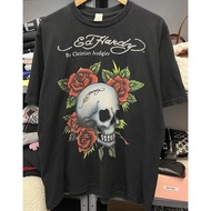 Men and women pure cotton Ed Hardy 100% Cotton Skull Black Print T-Shirt 047