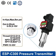 LCD Pressure Transmitter Output 0-5V 0-10V 4-20mA  Thread m20x1.5 G1/4 G1/2 NPT1/4 DC24V Pressure -0