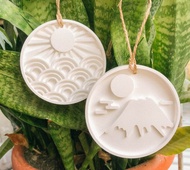 兩用擴香石 吊牌 杯墊 日式海浪/富士山