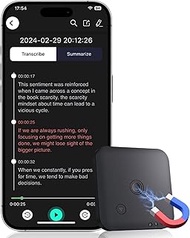 SOXOI AI Digital Voice Recorder, 64 GB Magnetic Mini Recording Device with ChatGPT 4o for Transcribi