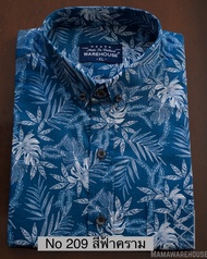 WAREHOUSE เสื้อเชิ้ตผู้ชายแขนสั้นลายใบไม้ คอปก  No 209