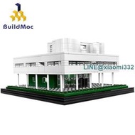BuildMoc 創意Villa Savoye 薩伏伊別墅兼容樂高拼搭積木玩具