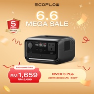EcoFlow RIVER 3 Plus Portable Power Station, 286Wh LiFePO4 Battery, 3 Up to 1200W AC Outlets, <10 MS