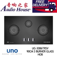 UNO UG-3086TRSV 90CM 3 BURNER GLASS HOB