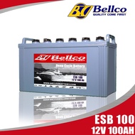 แบตเตอรี่ แบตเตอรี่โซล่าเซลล์ ESB100 12V 100AH  แบตเตอรี่โซล่า Bellco Battery Deep Cycle ชนิดน้ำ