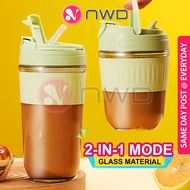 《 𝗣𝗔𝗦𝗧𝗘𝗟 𝗦𝗛𝗔𝗞𝗘 》350ml 450ml Macaron Glass Mug Silicone Sleeve Juice Coffee Cup Gelas Kaca 玻璃杯 NWD
