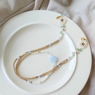 法式長春花 串珠花朵仿蕾絲口罩鏈