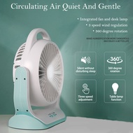 Wireless Portable  Mini Silent Fan 6 Inch Rechargeable  USB Electronic Desktop Fan with Table Lamp Office Outdoor Student Dormitory