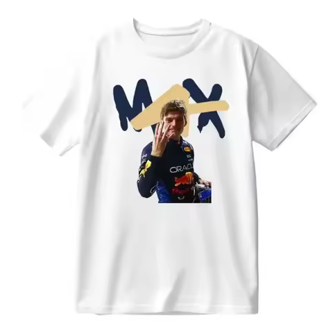 Men's T-shirt Max Verstappen F1 Character Printing Short Sleeve Summer Loose and Comfortable Top Men