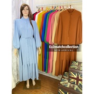 Ez2match-Bella Flowy Button Maxi Women Dress With puff sleeves,elegant button-down design,pockets on