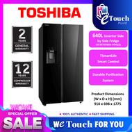 Toshiba [GR-RS682WE-PMY] Side by Side Refrigerator 591L Dual INVERTER Fridge with Water Dispenser / 