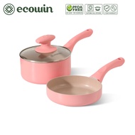 Ecowin 2pcs Cookware Set Non Stick  Pink Frying Pan Set Non Stick Pot and Pan Set Granite Cookware w