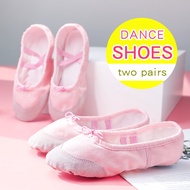 hot【DT】 Children Soft Sole Ballet Shoes Kids Adult Slippers Indoor Practice 2 Pairs балетки