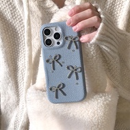 3D Diamond Bowknot Suitable For iPhone 15 Phone Case 13 Pro Max 14 15 Pro Max Fashion denim hard Pro