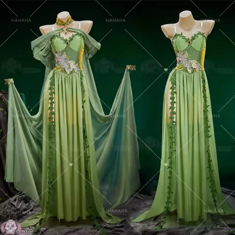 Pamela Lillian Isley Cosplay Ivy Cosplay Costume Doujin Elven Outfit Long Dress Medieval Vintage For